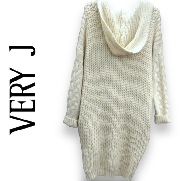 Boho hooded chunk knit long cardigan sweater - Picture 3 of 3